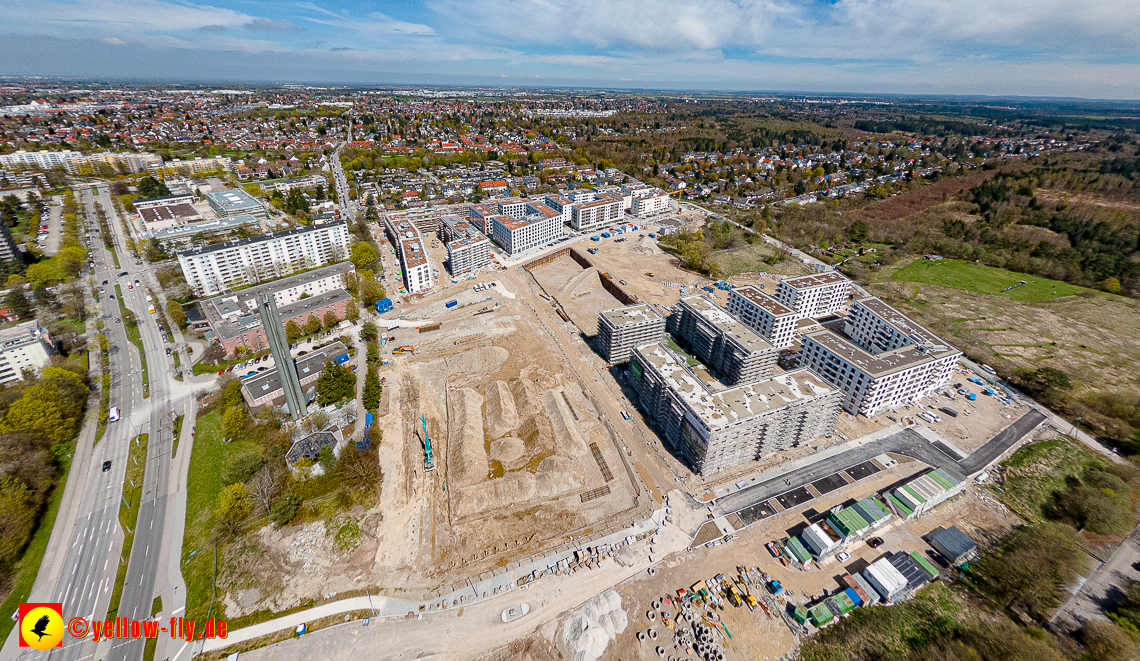 21.04.2023 - Luftbilder von der Baustelle Alexisquartier und Pandion Verde in Neuperlach